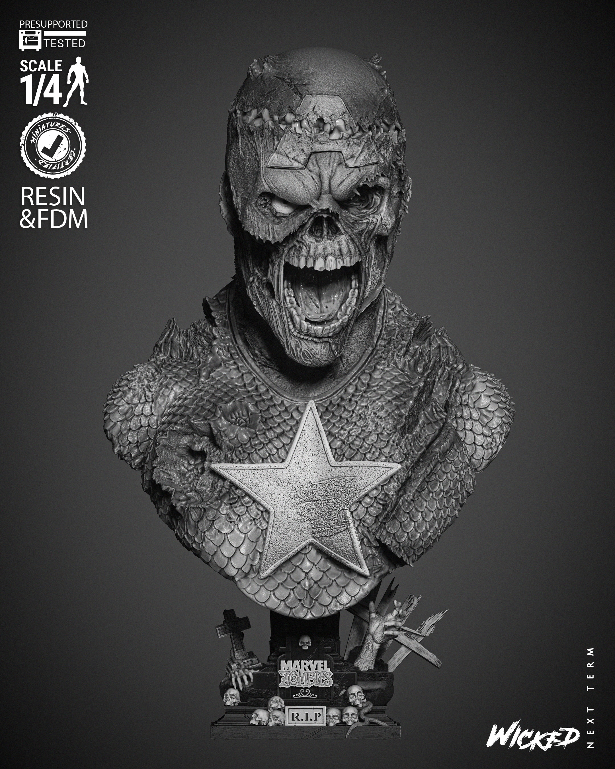 Captain America Zombie Portrait Bust